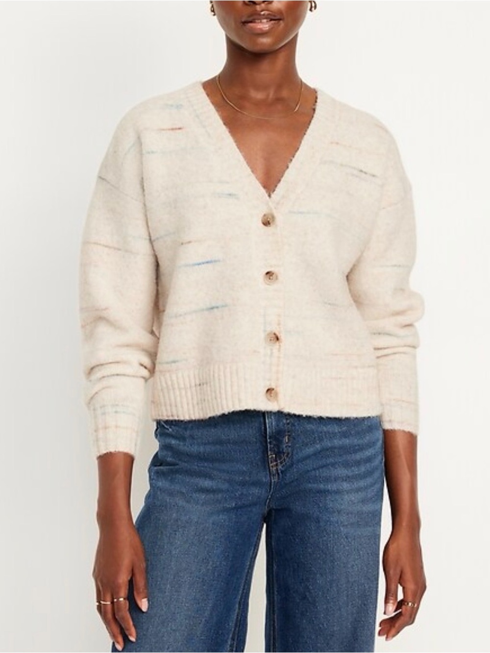 Old Navy Button Down Slouchy Cardigan Multi Stripe size L